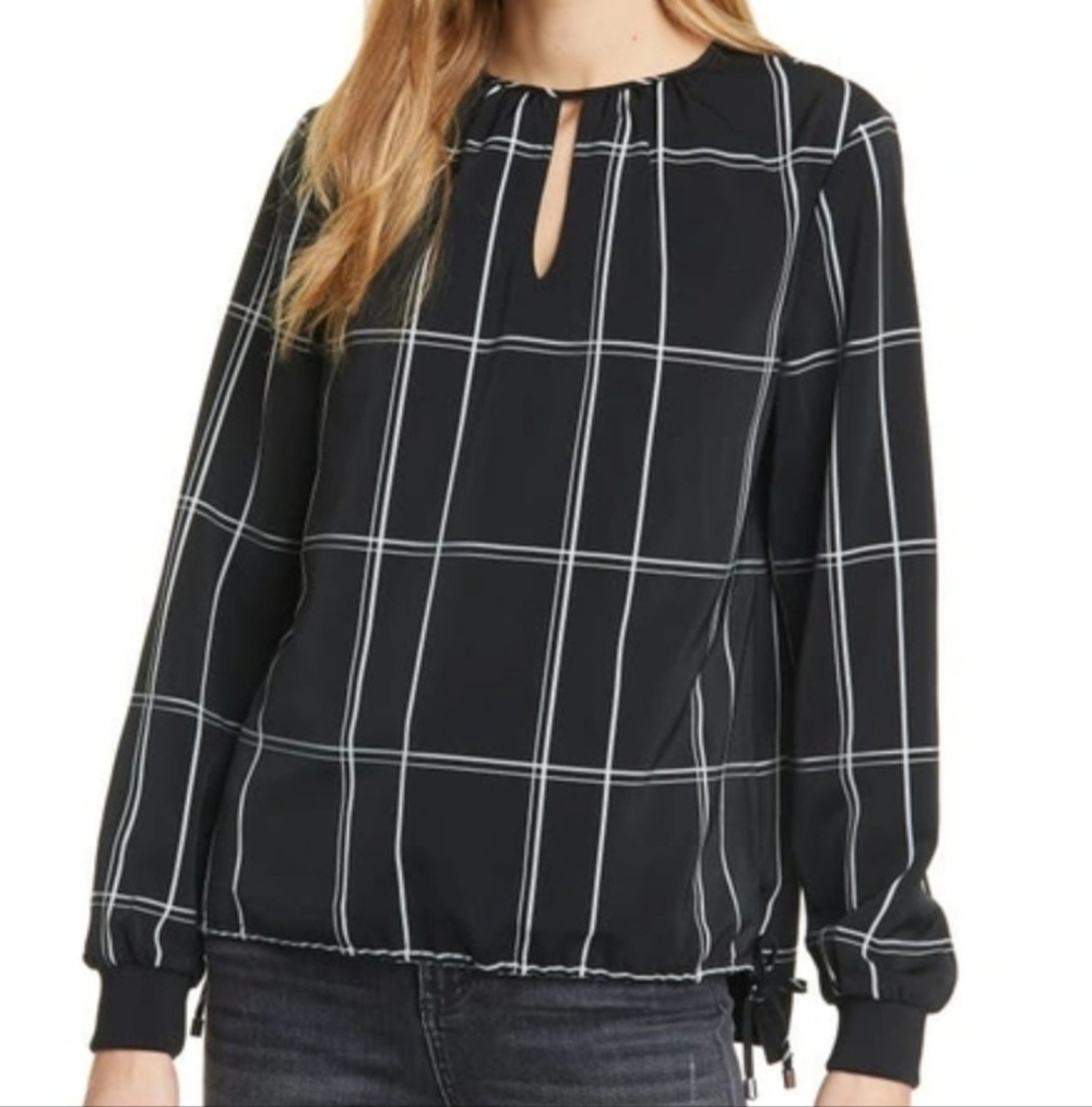 Ted Baker London Melo Drawcord Hem Blouse in Black Size 3/US Med. Ret. $189